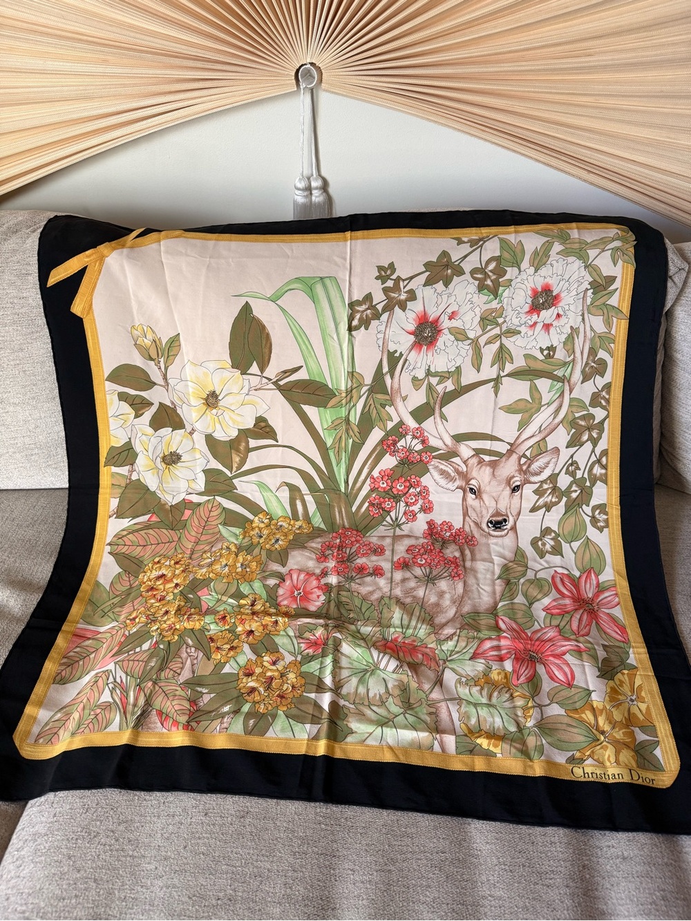 Dior Floral Deer Silk Scarf